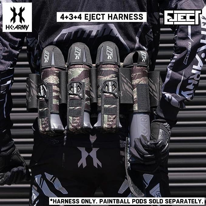 HK Army 4+3 Eject Paintball Harness Pod Pack - Tigerstripe