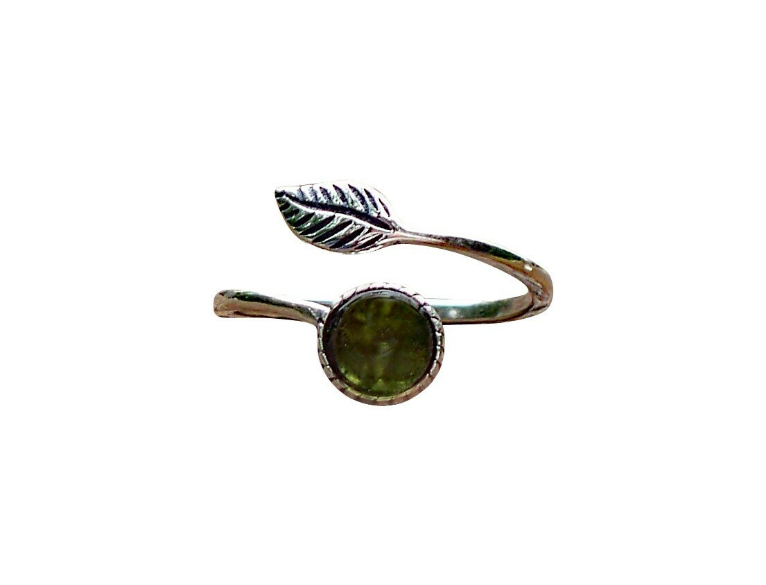 Recycled Early 1900's Olive Wine Bottle Sterling Silver Botanical Leaf Ring