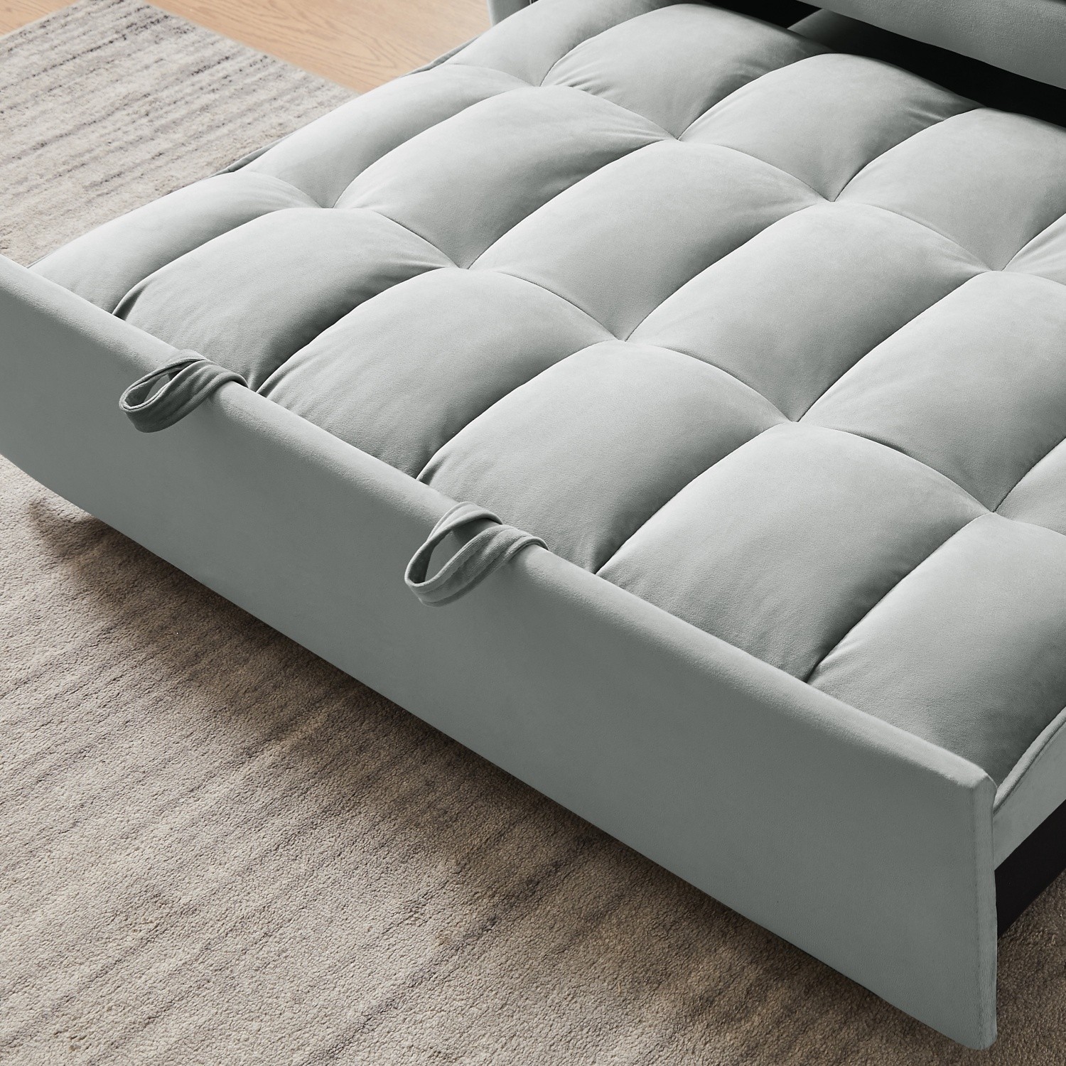 Modern Velvet Loveseat Sofa 3 in 1 Convertible Sleeper Sofa Bed with 2 Pillows