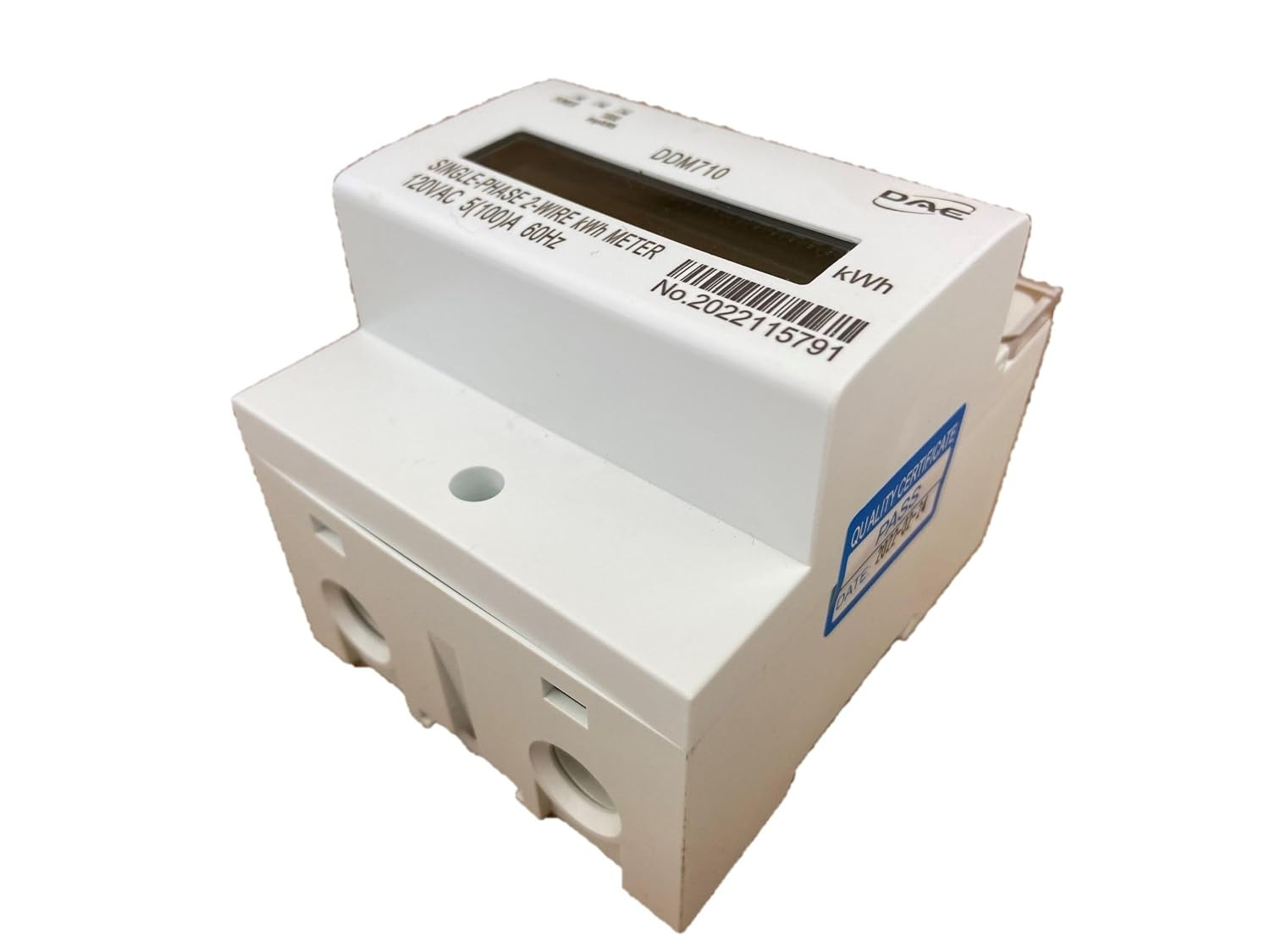 DDM710 120V kWh Meter 100A 1P2W(1 hot wire, 1 neutral) Internal CT, 60 Hz, Pass