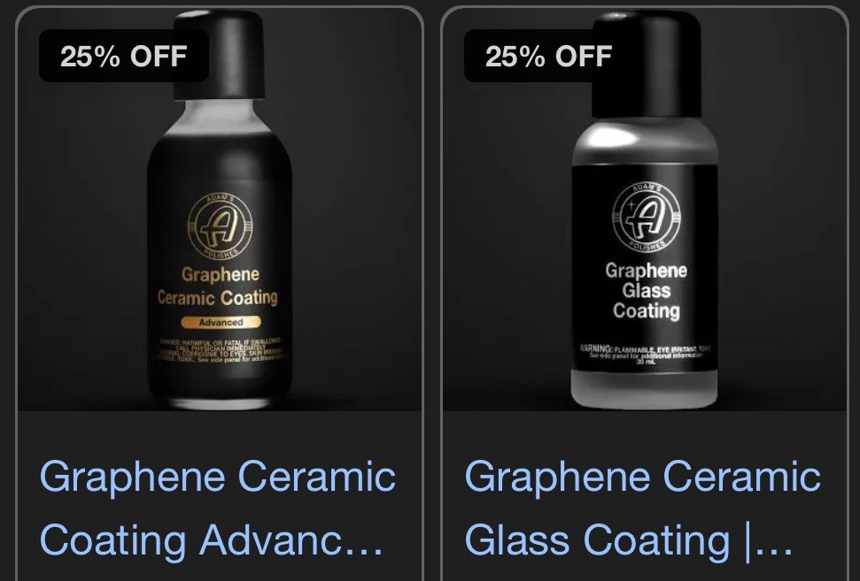 (2 BOTTLE COMBO)  ADAMS ADVANCED GRAPHENE AND ADAMS CERAMIC GLASS.