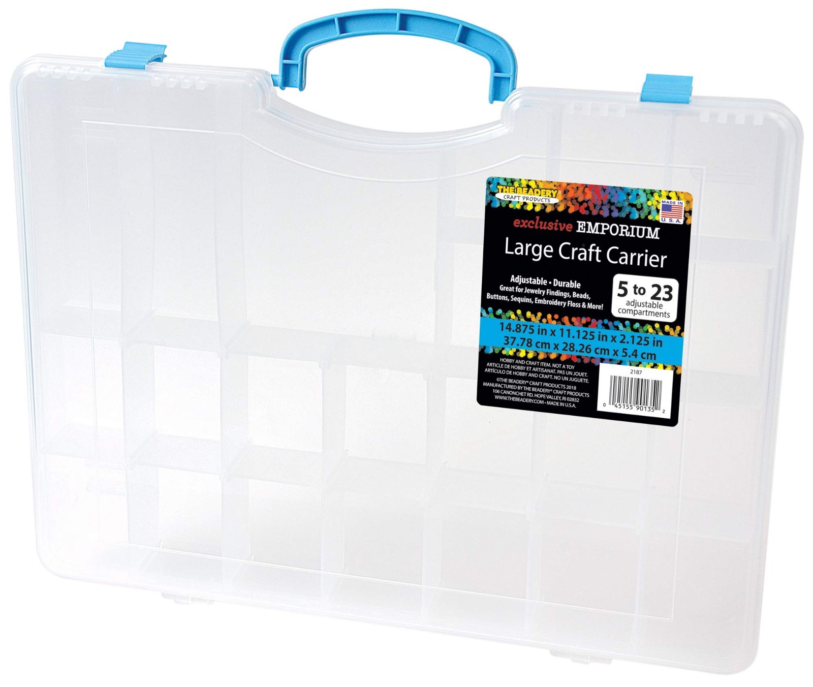 Large Clear Craft Storage Container - Bead Organizer & Art Supply Carrier