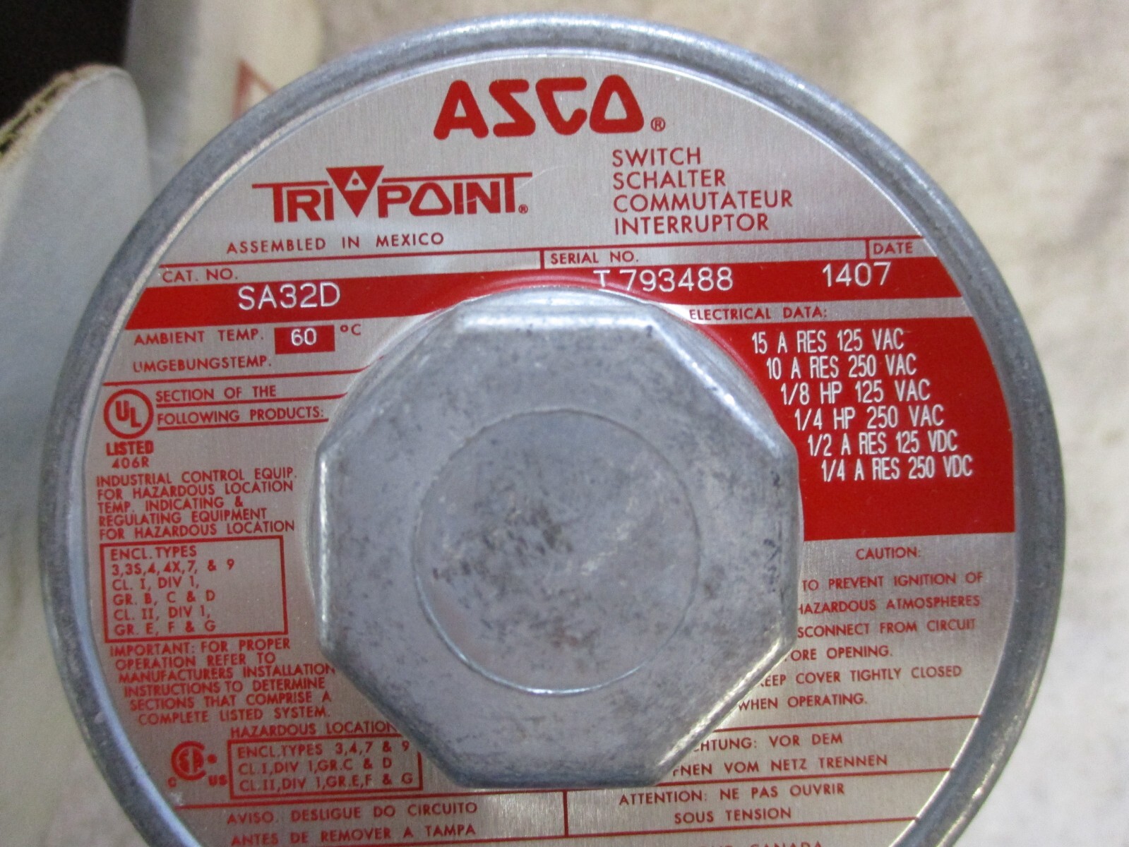 NIB ASCO TRI POINT Pressure Switch SA32D