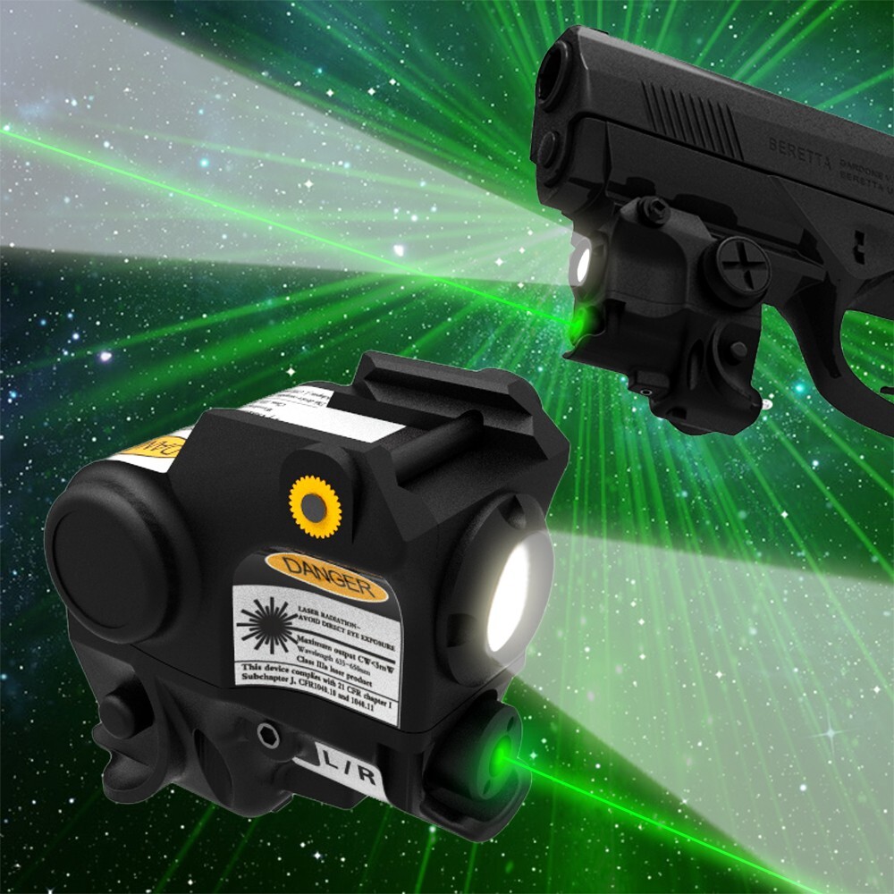 Laspur Sub Compact Rail Mount Green/Red Laser Sight with Flashlight Light combo