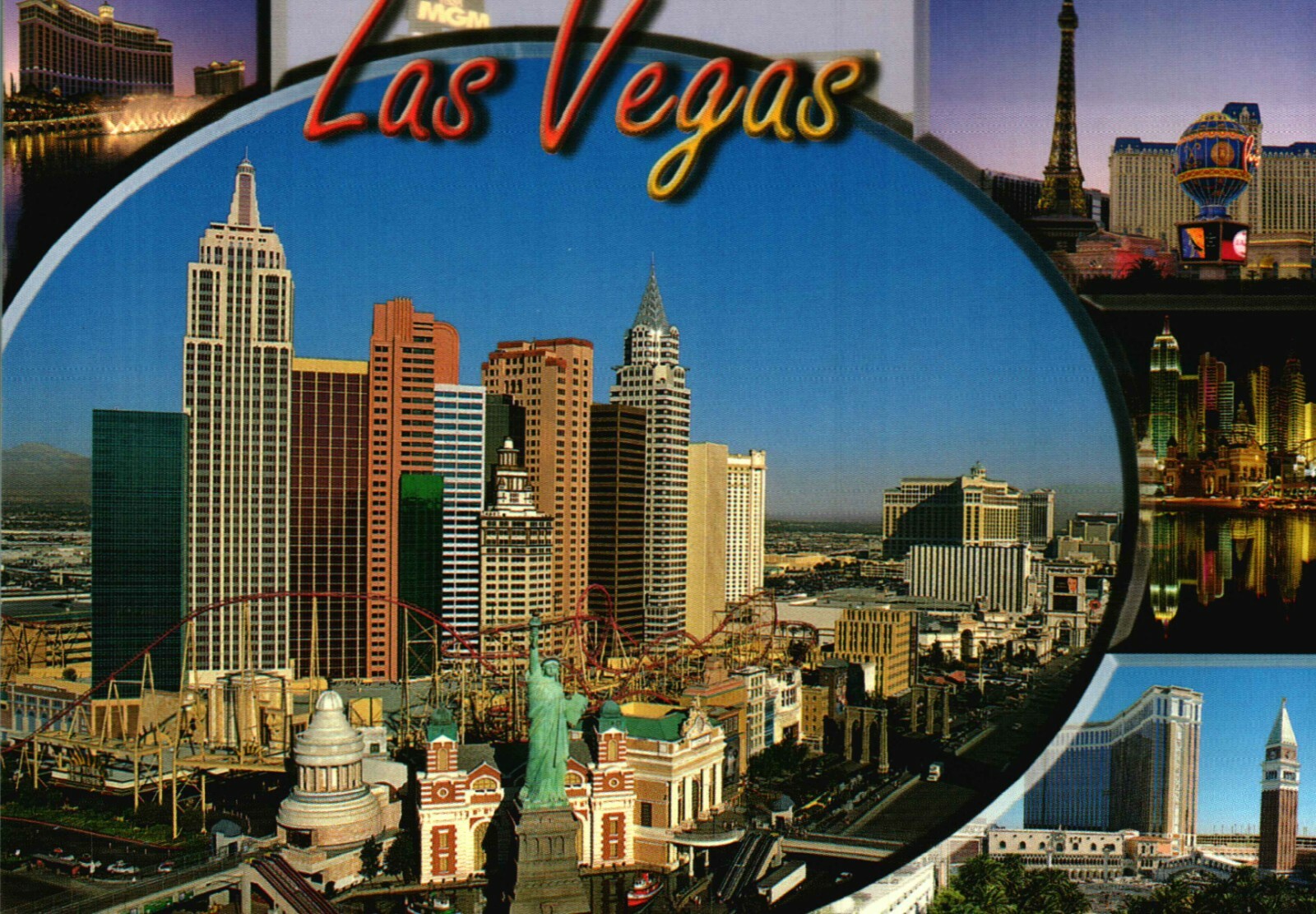 Las Vegas Postcard  --  New York New York, Paris, and Venetian Hotels & Casinos