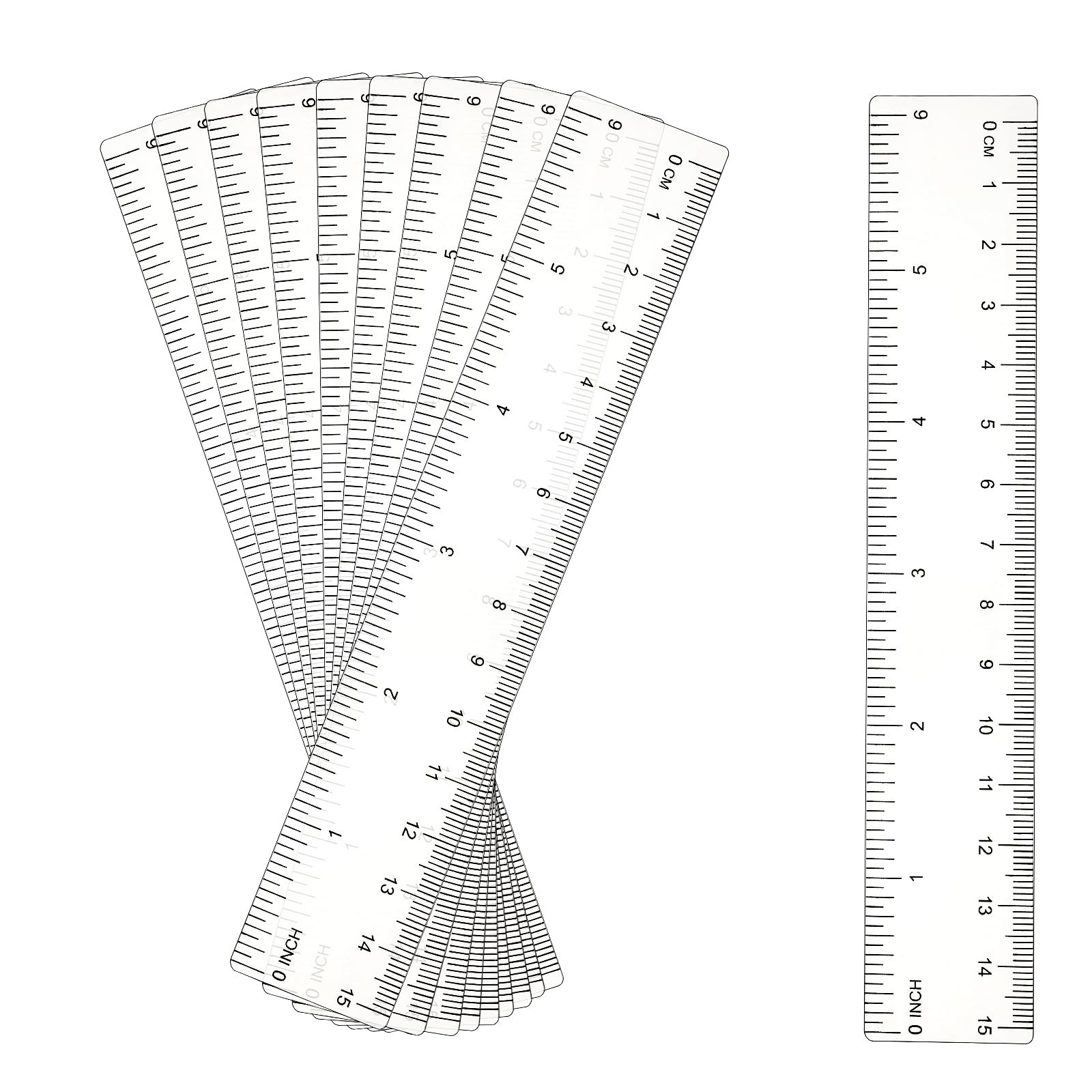 DIVINA VITAE 10 Pack Clear Ruler 6 Inch Small Plastic Transparent