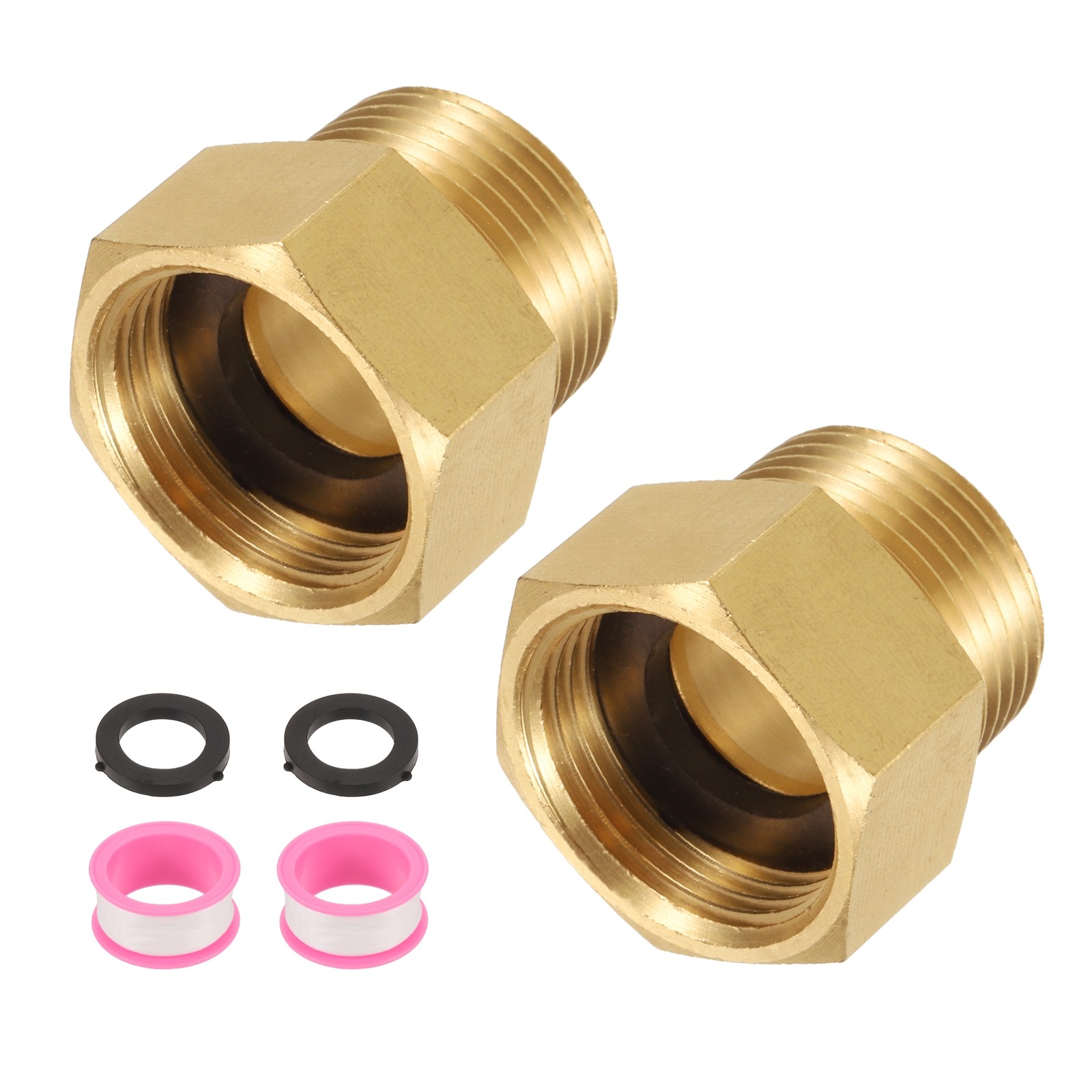 2pcs Brass Pipe Fitting, 3/4"G Female x 3/4"NPT Male Hex Nipple Pipe Adapter