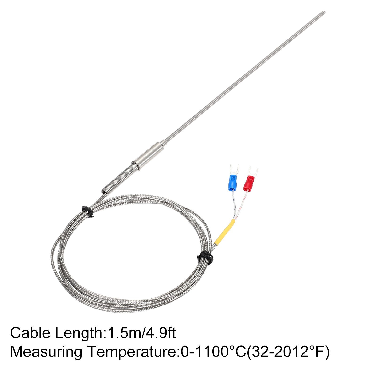 K Type Thermocouple Temperature Sensor Probe 3x200mm 4.9ft Wire 0-1100°C