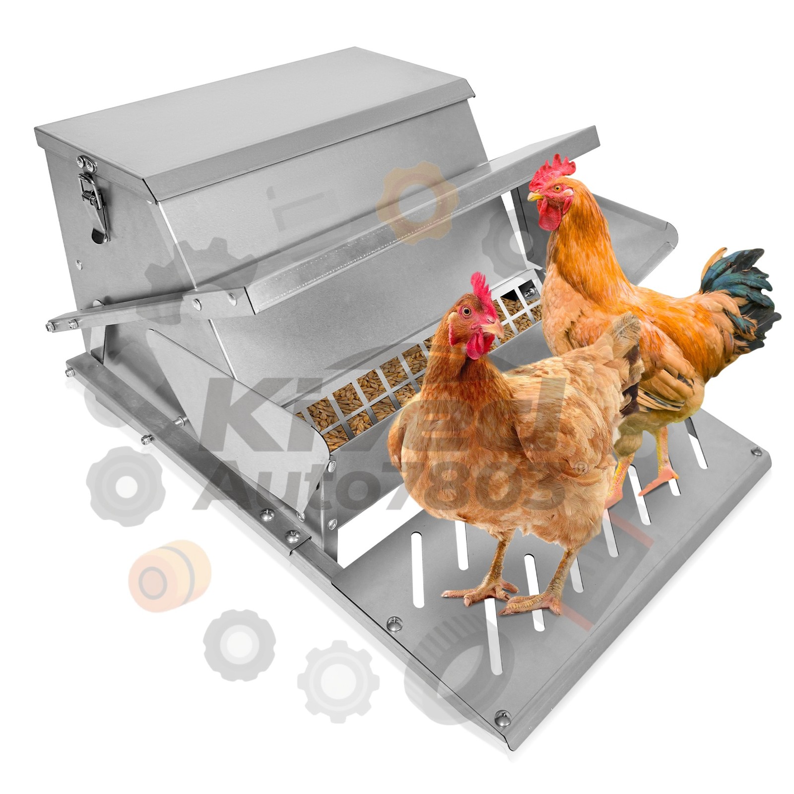 20lb Galvanized Steel Chicken Feeder Automatic Weatherproof Poultry Feeder X1