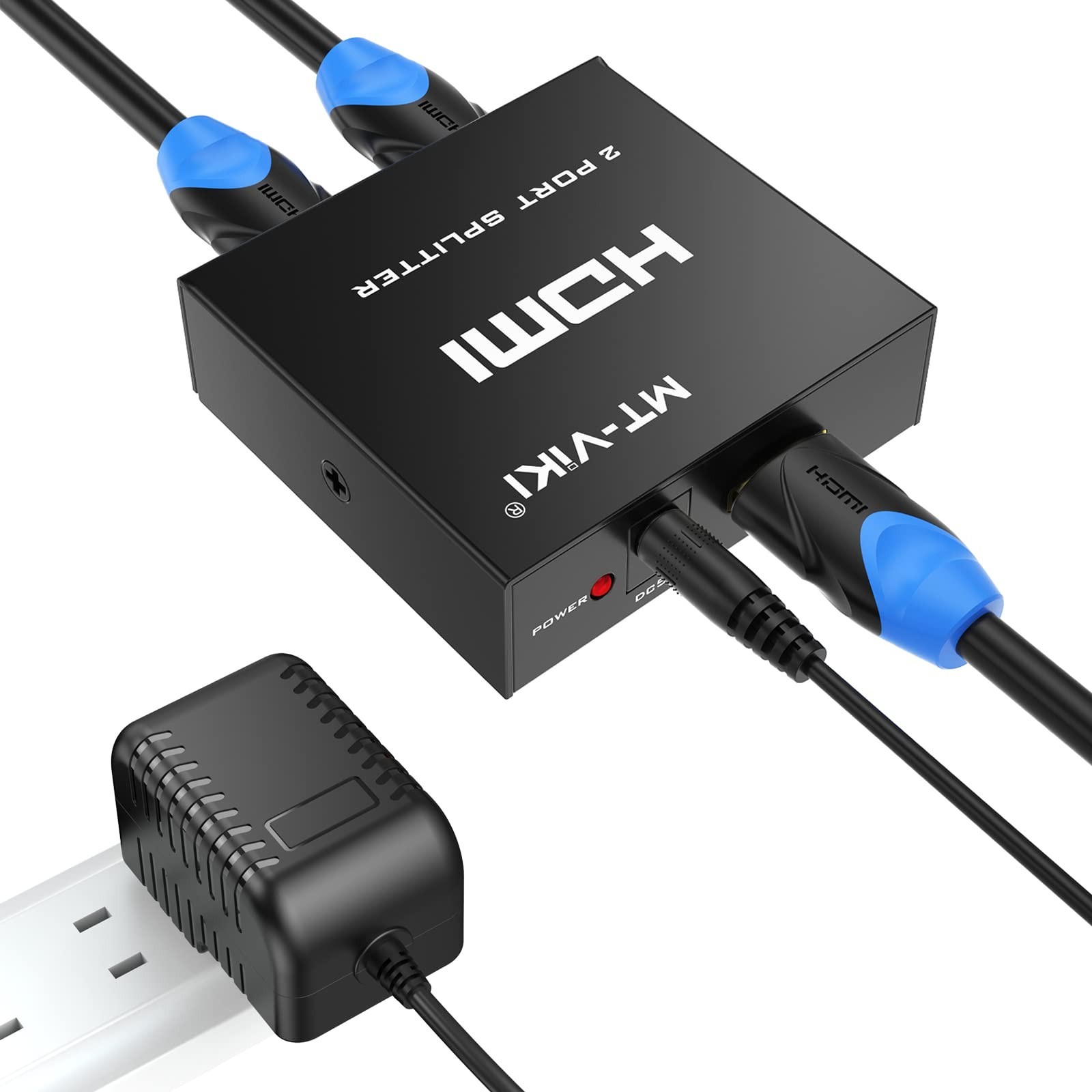 MT-VIKI HDMI Splitter 1 in 2 Out, 4K HDMI Splitter for Dual Displays, Powered...