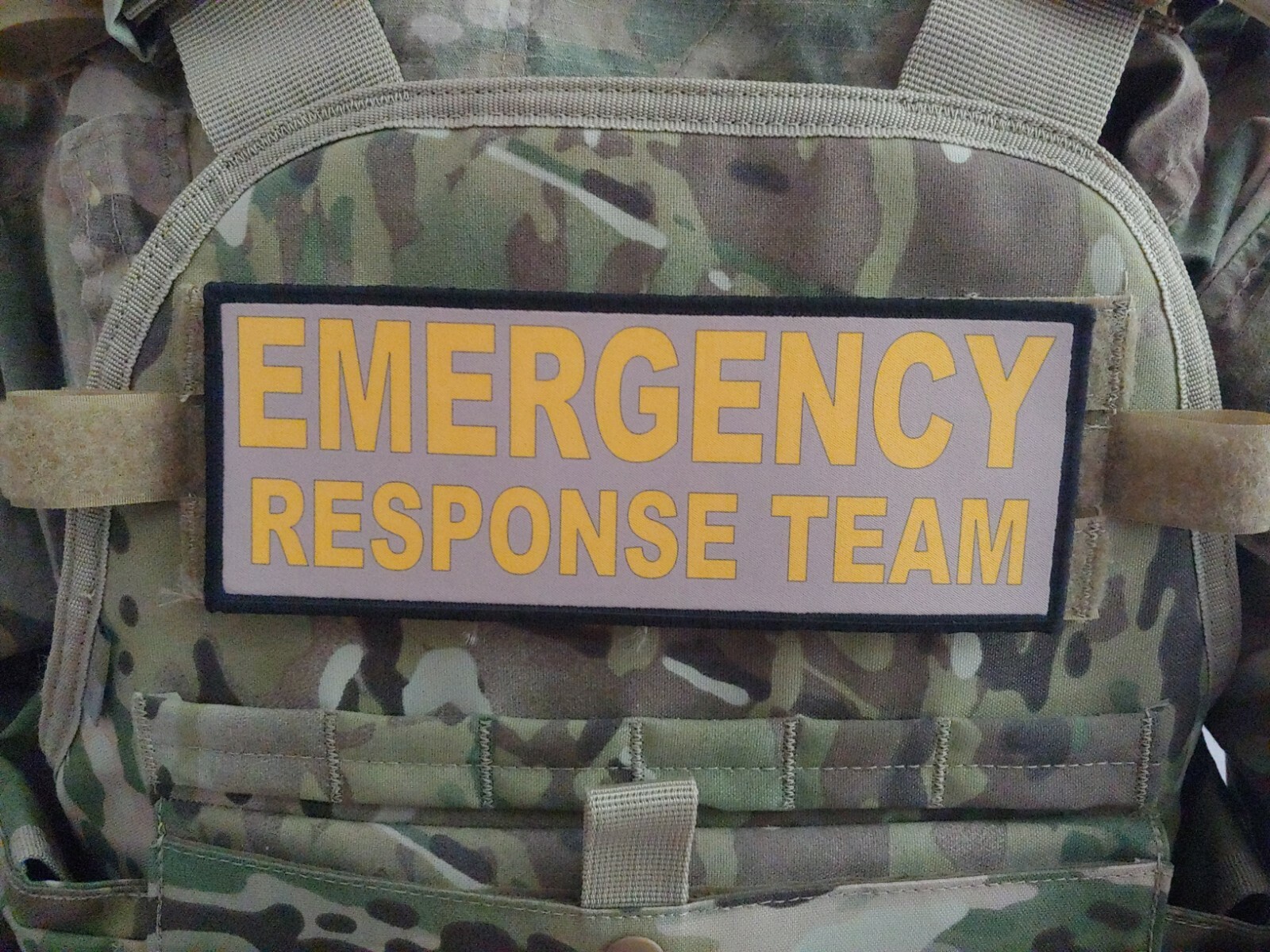 3x8" EMERGENCY RESPONSE TEAM Black Hook Back Patch for Plate Carrier Bag