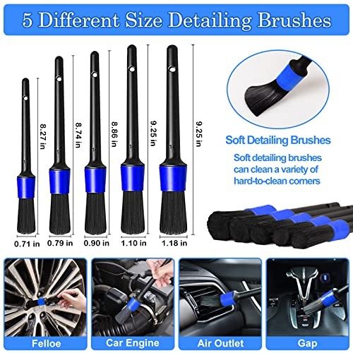 27Pcs Car Detailing Kit, Car Cleaning Kit, Car Detailing Brush Set, 27PCS-Blue