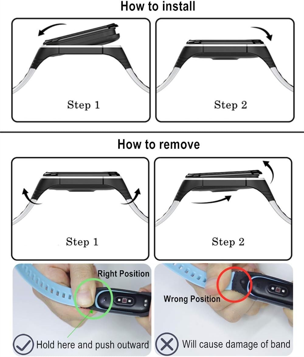 Durable Rubber Strap for Xiaomi Mi Band 5/6/7 - Adjustable & Comfortable Fit