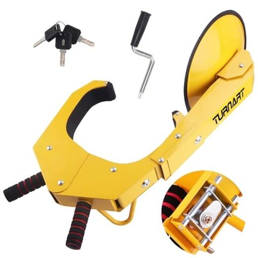 Universal Anti Theft for Cars SUV Camper Trailer, 3 Keys, 1 Crank, Wheel Lock