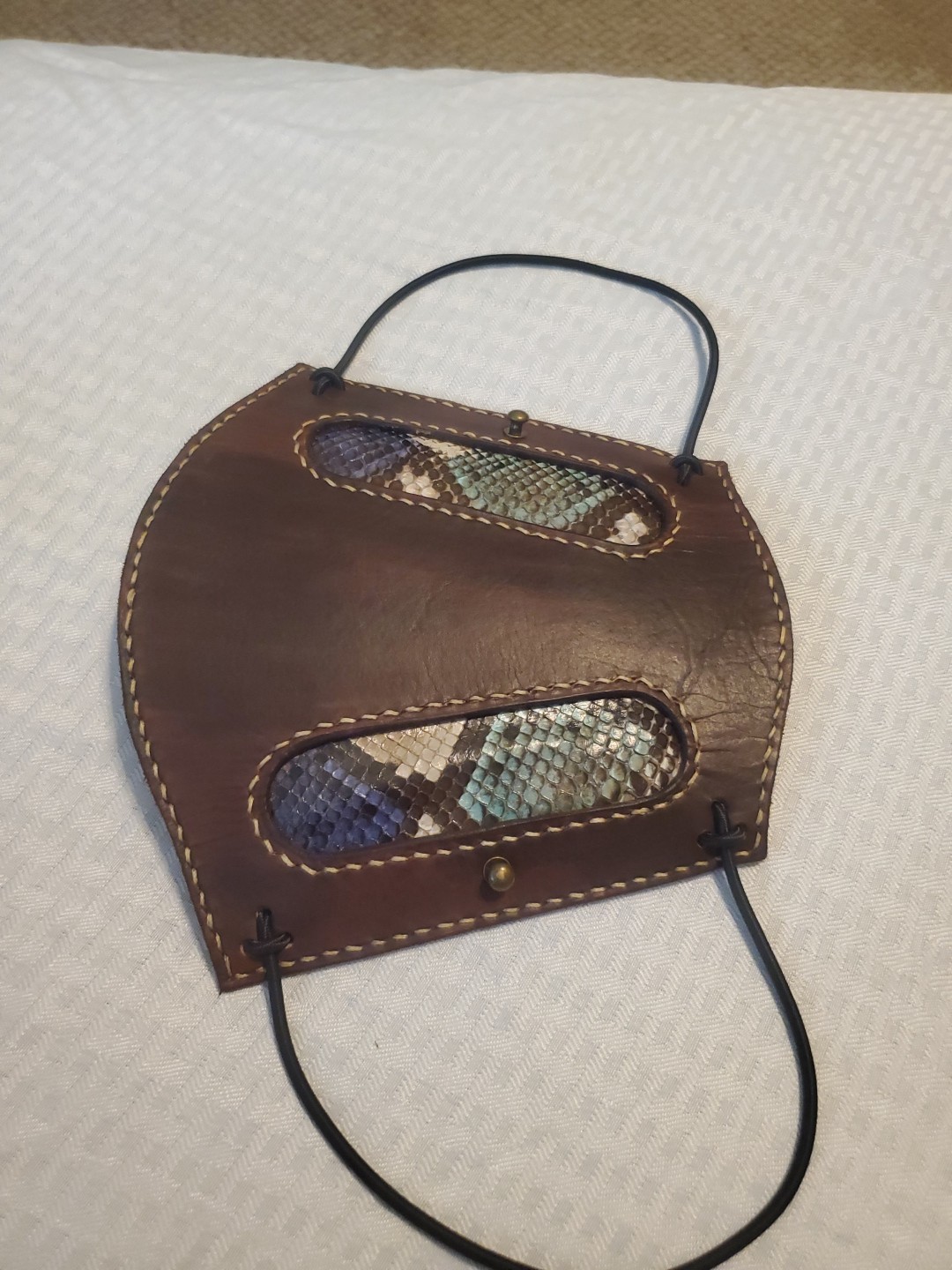Custom Archery Armguard Snakeskin And Leather. Easy On Easy Off