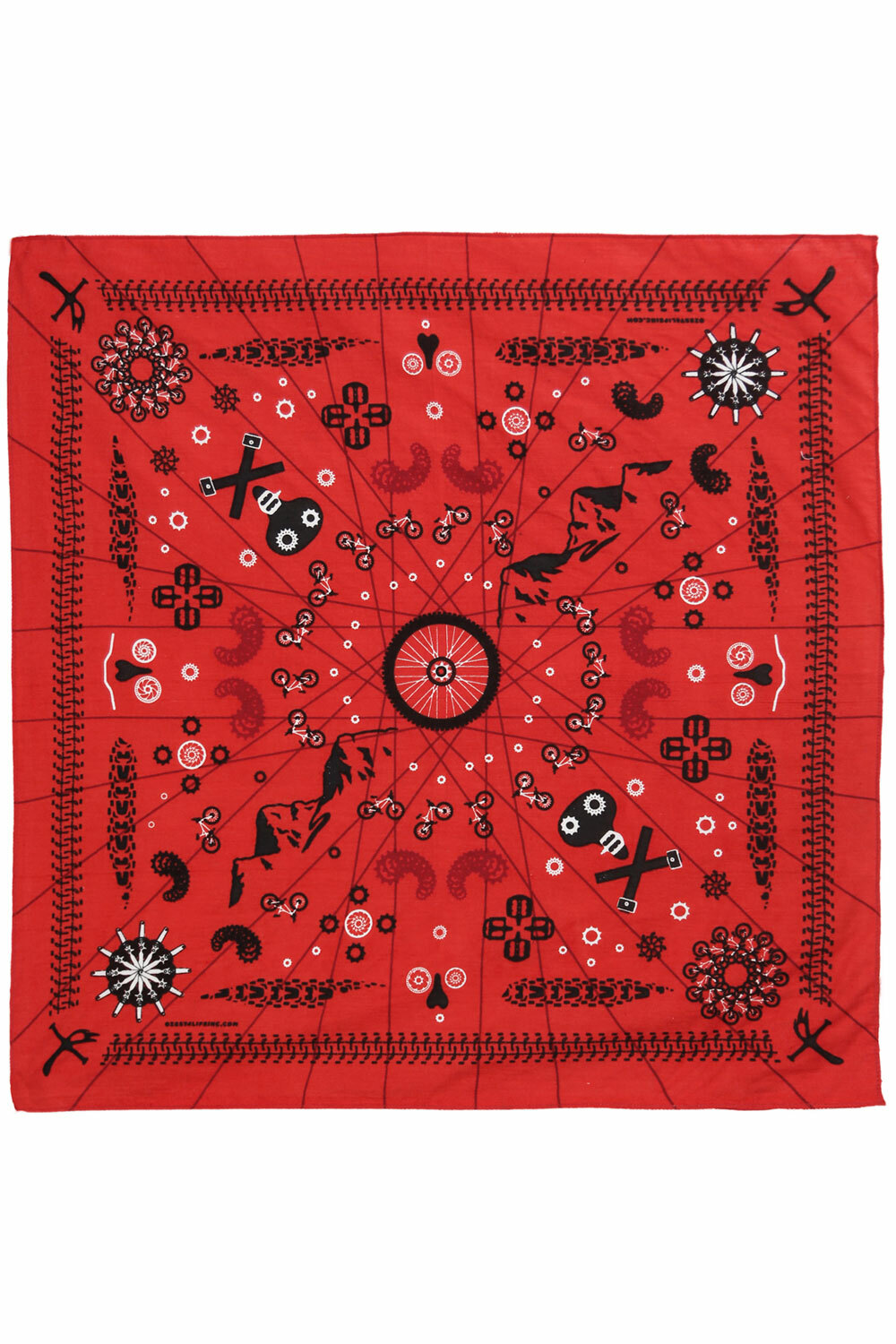 ZEST FOR LIFE MOUNTAIN BIKE BANDANA RED-MASK,HEADBAND,SCARF 22 X 22-100% COTTON