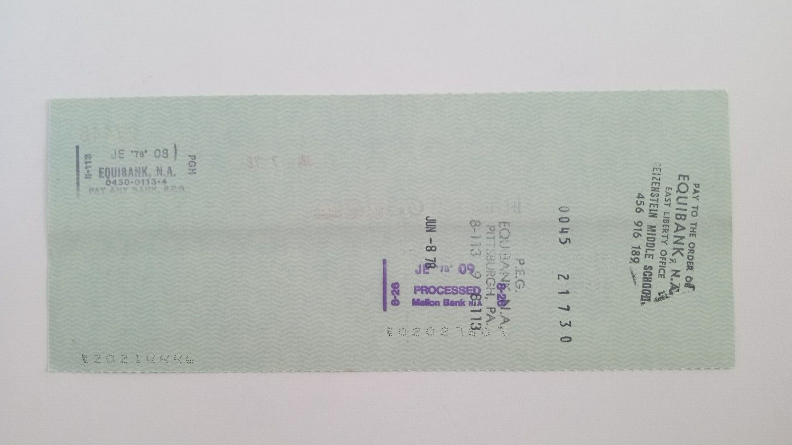 Reizenstein Middle School: 1978 Pittsburgh Pirates Expense Check