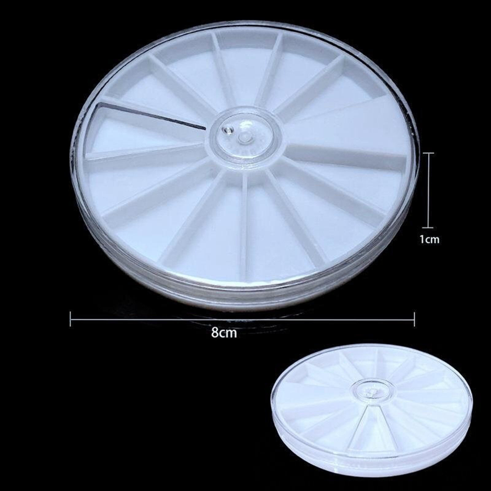 2 Plastic Box Case Beads Nail Art Display Organizer Wheel Tray with Lid 3.2"