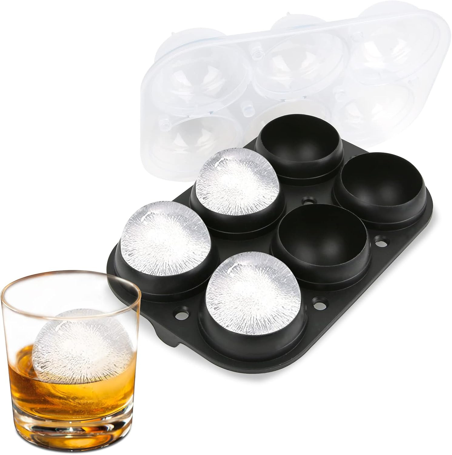 Samuelworld Large Ice Ball Maker with Lid, 6 X 2.5 Inch Ice Balls - BPA Free, Ea