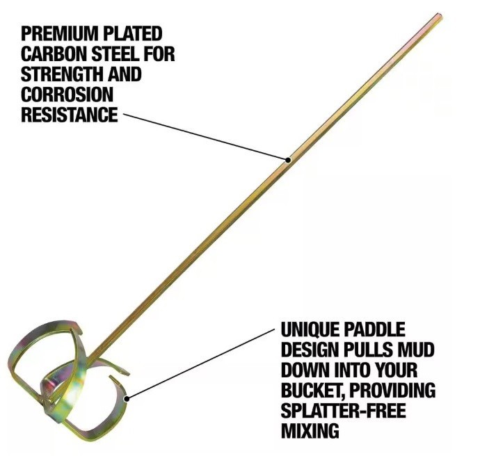 DEWALT Pro Mixer Paddle 32” Shaft 7” Head Gold Drywall Mixer / BRAND NEW