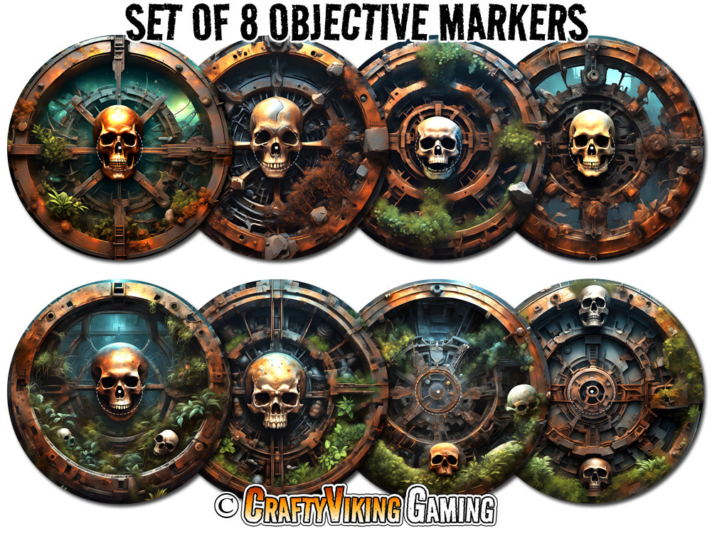 8 x Objective Markers 7.57" RUST RUINS For Age of Sigmar 4th Ed AoS Neoprene