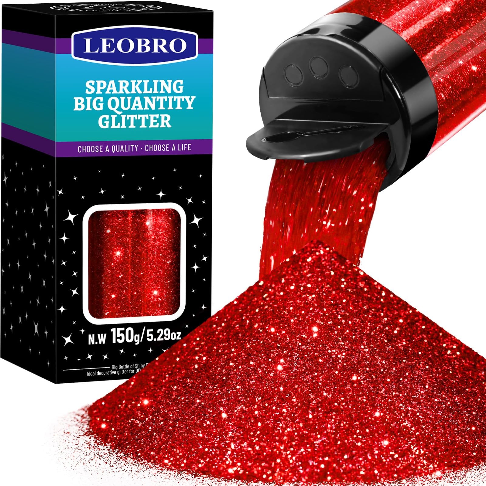 Red Glitter 1/40 Craft Glitter For Resin Nail Body DIY 0.64 MM Art Supplies
