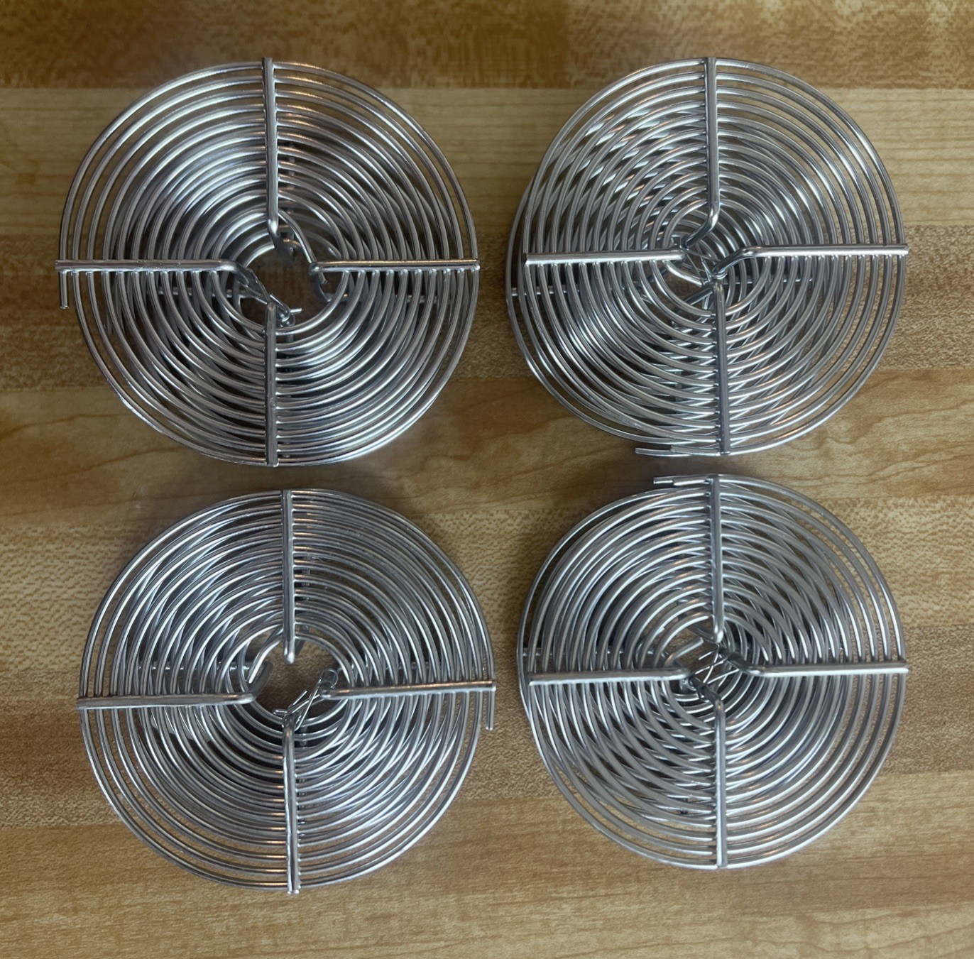 Lot of 4  Stainless Steel 35mm Film Developing Reels  3 1/4” Dia 1 3/8” Tall
