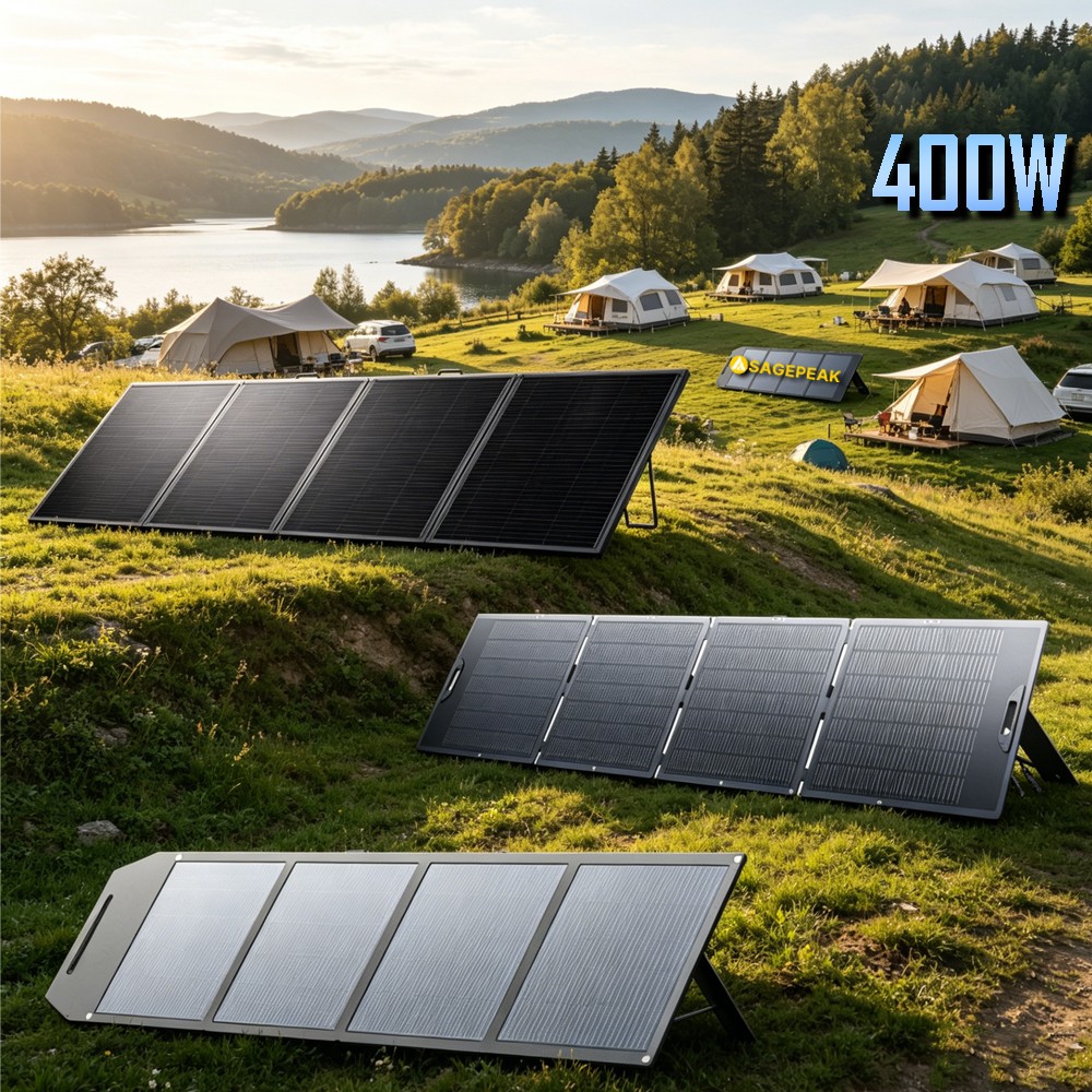 400W Foldable Solar Panels with Adjustable Kickstand Solar Charger Power Supply