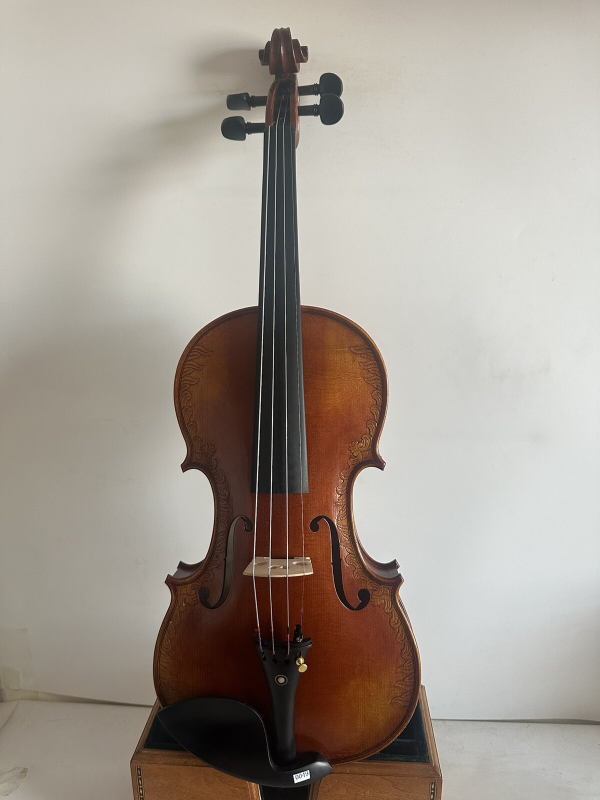 New 4/4 violin Stradi model flamed maple back spruce top hand carved 0049