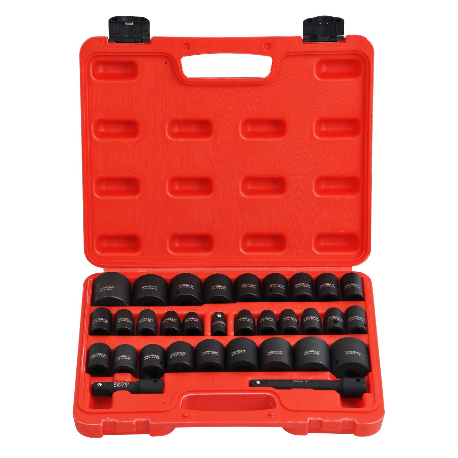 1/2" Drive Master Impact Socket Set Standard SAE and Metric Sizes