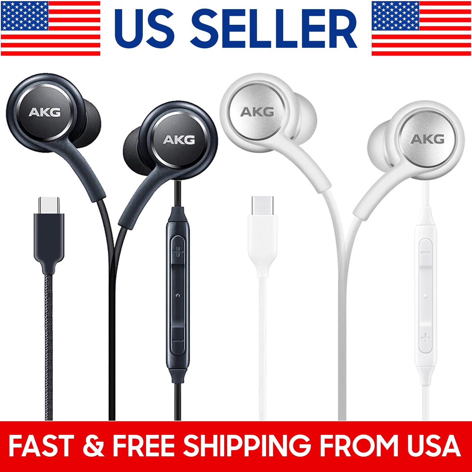 USB-C Earbuds Stereo Headphones for Samsung Galaxy S26 S25 S24 / iPhone 17 16 15
