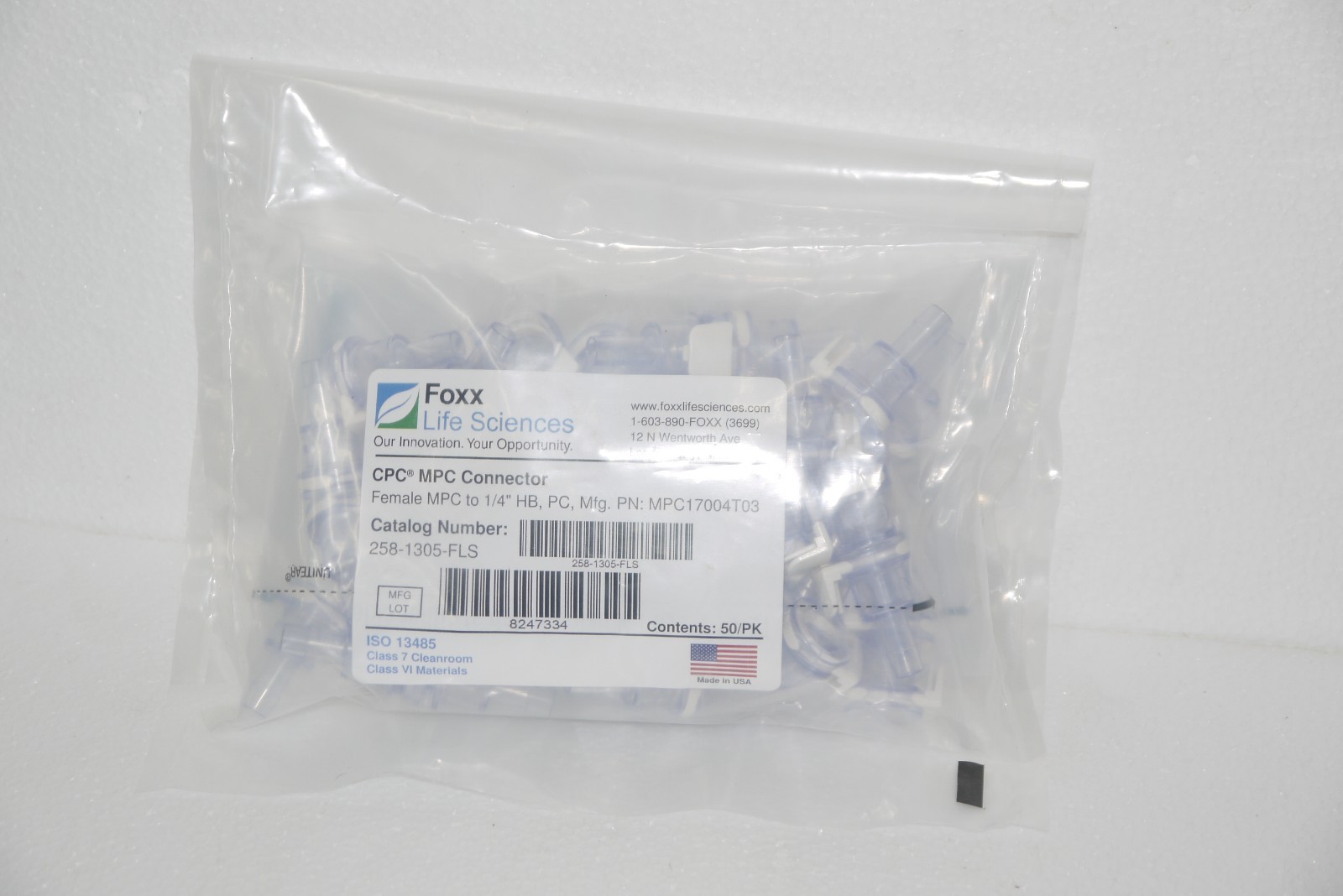 Foxx Life Sciences MPC17004T03 CPC MPC Connector Female 1/4" HB 258-1305-FLS New