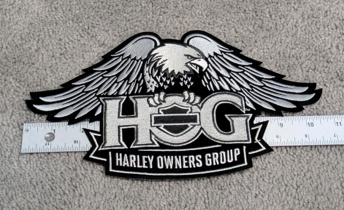 NEW Large Eagle Silver Black Patch Harley Davidson Owners Group HOG 11.5"