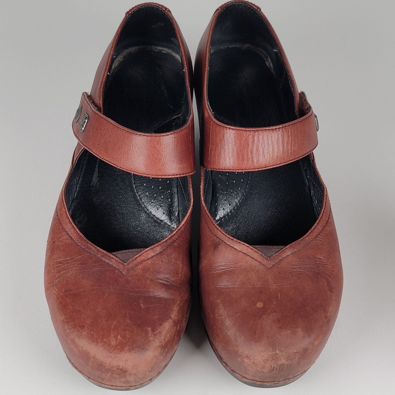 Dansko Red Leather Mary Jane Clogs With Adjustable Strap Size 42 11-11.5
