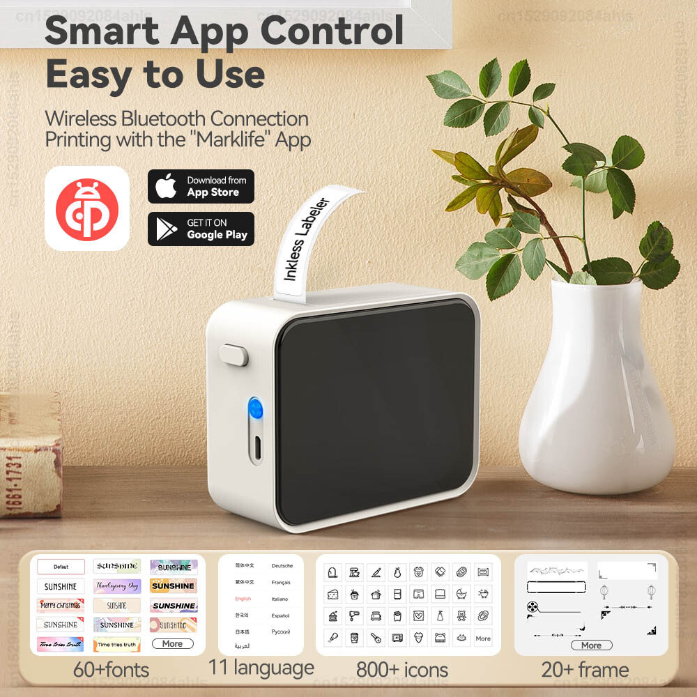 P15 Bluetooth Label Maker Machine Portable Sticker Barcode Thermal Label Printer
