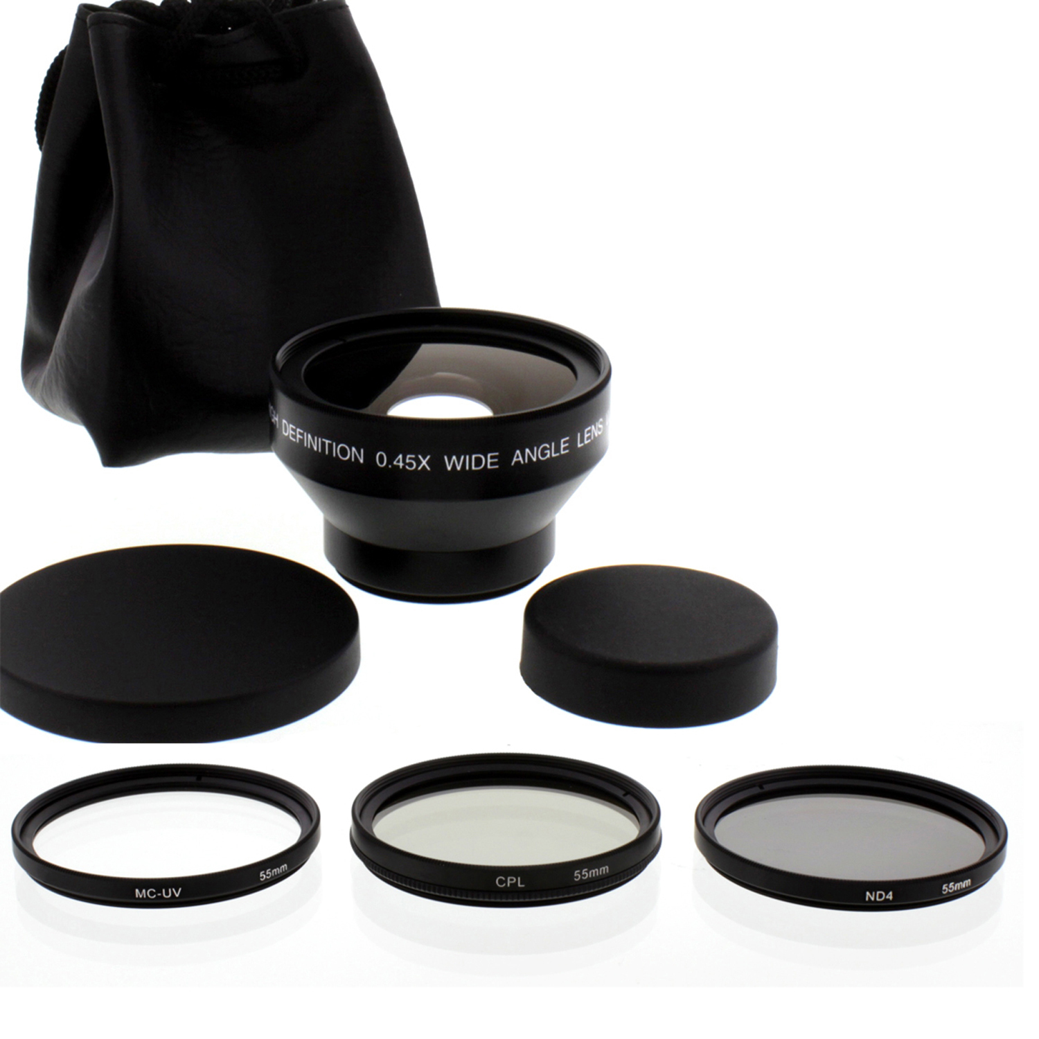 HD 37mm Wide Angle 0.45x Lens,46mm CPL MC-UV ND4 Filter Kit for Camcorder Camera
