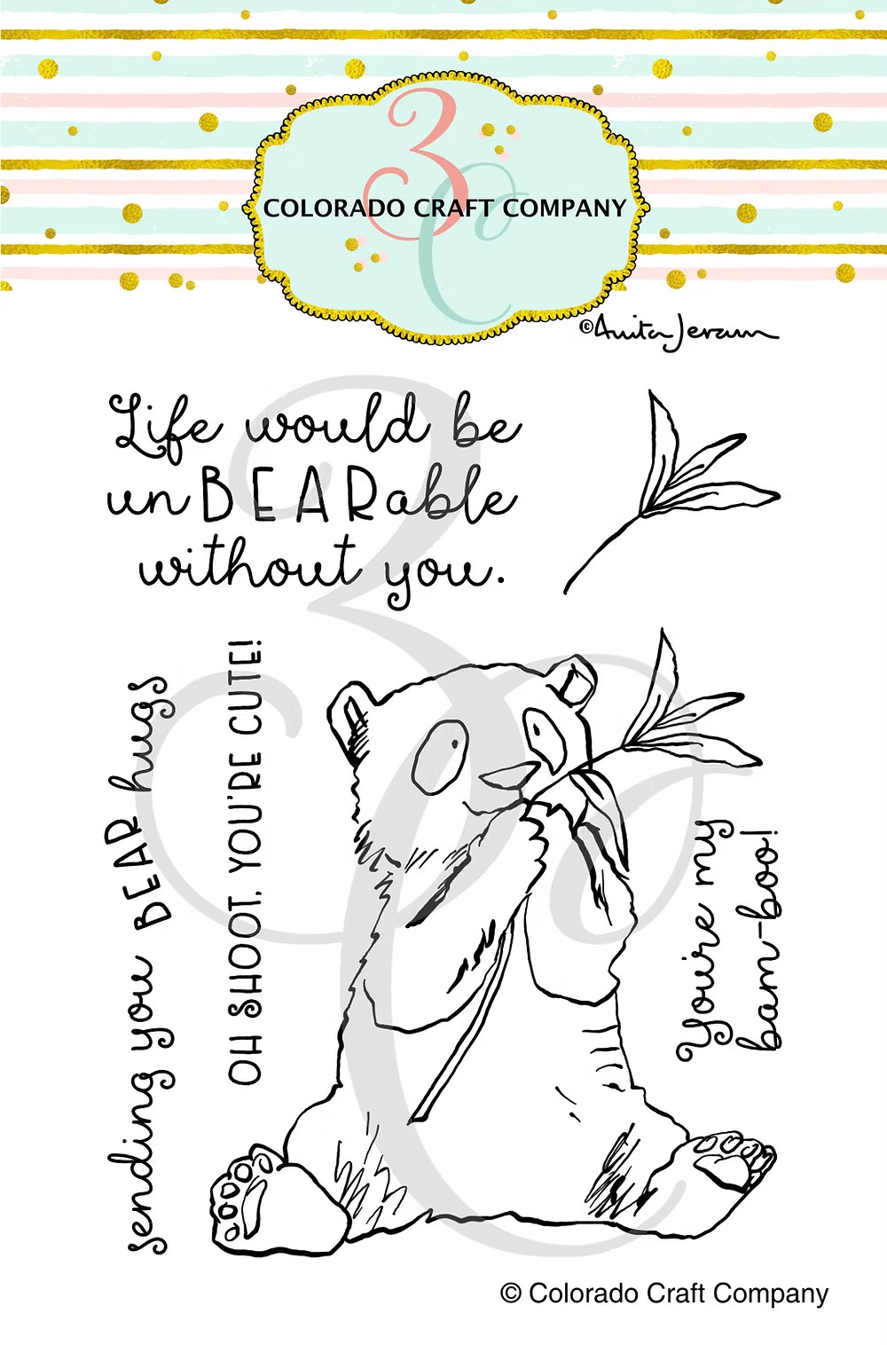 Colorado Craft Company "BEAR HUGS" by Anita Jeram 3"x4" Clear Stamp Set