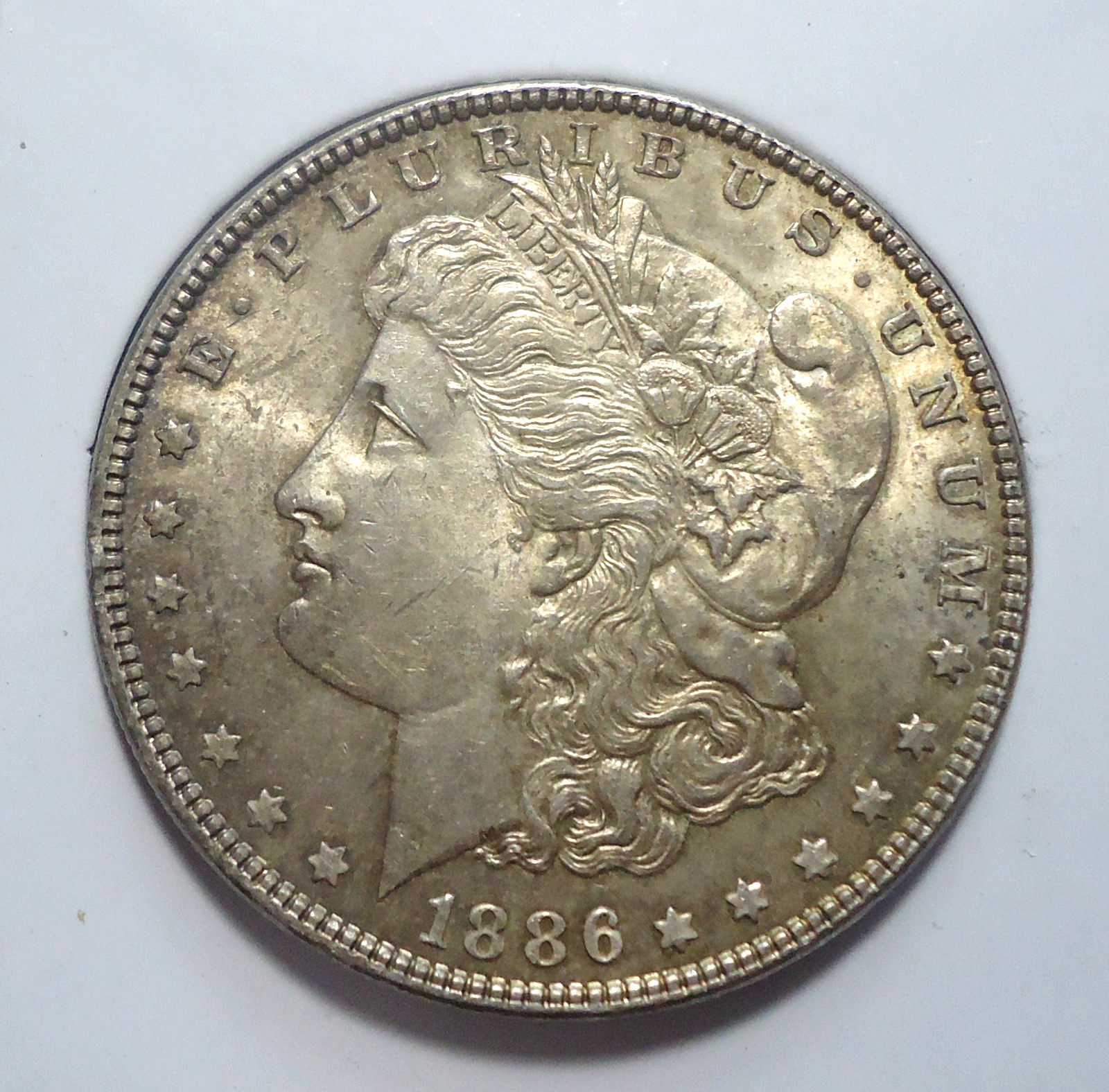 Toned Lustrous BU UNC 1886 Philadelphia Morgan silver dollar FREE SHIPPING!