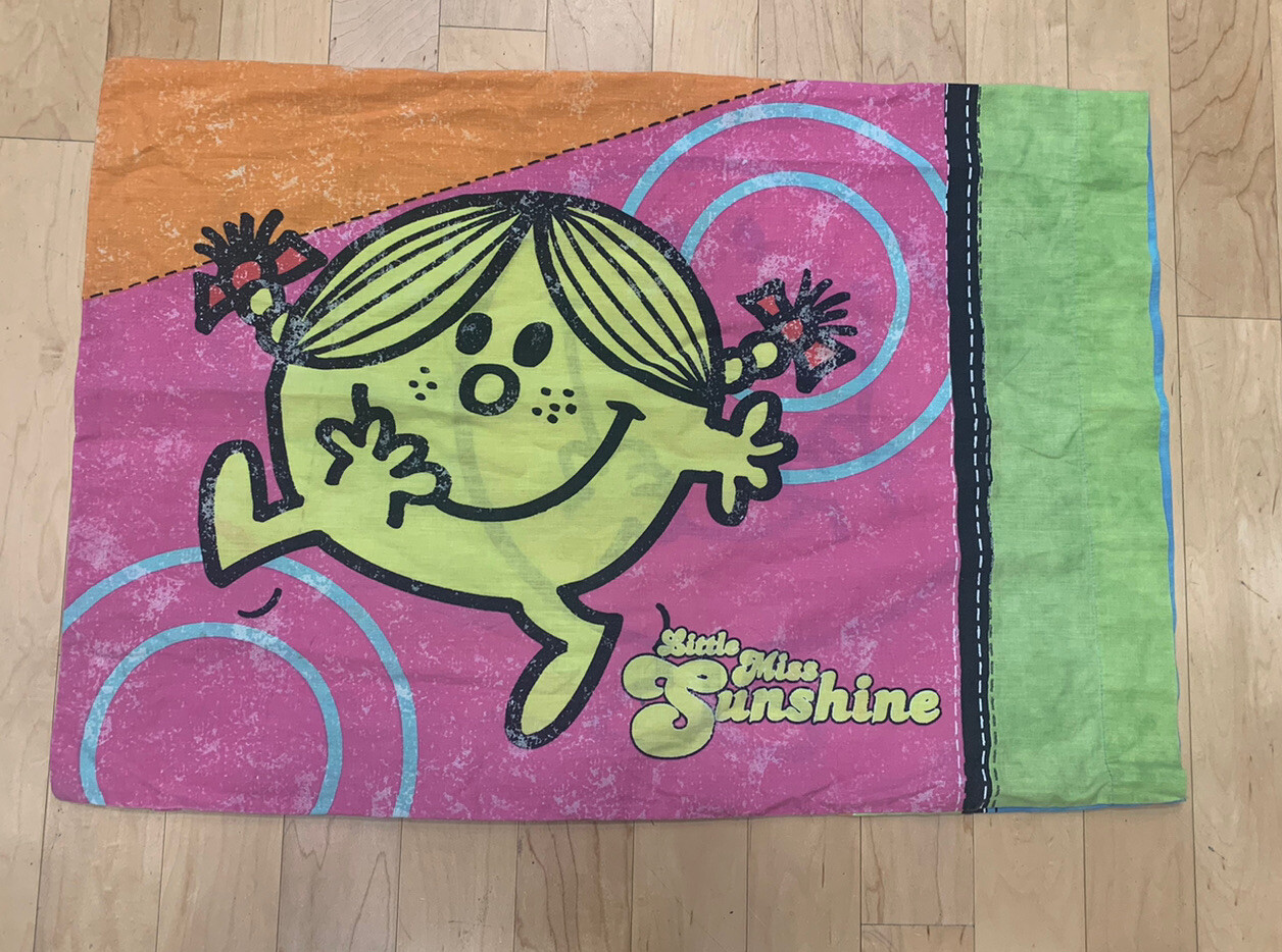 Vintage Little Miss Sunshine/ Mr. Happy Reversible Standard Pillowcase EUC Twin