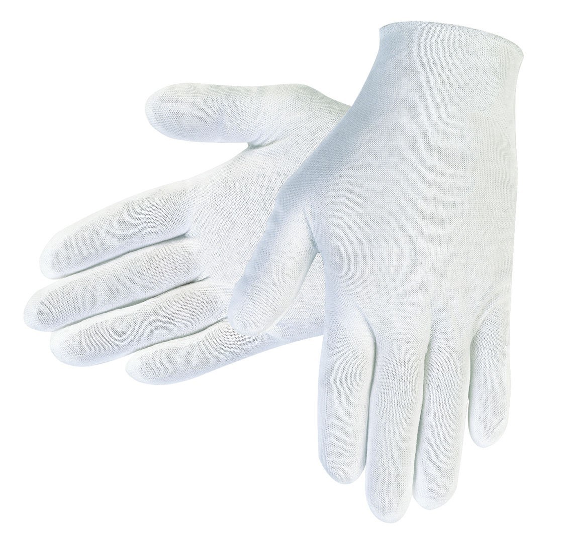 8613C - White Inspectors Gloves - Reversible & Unhemmed - 100% Cotton Lisle - 36