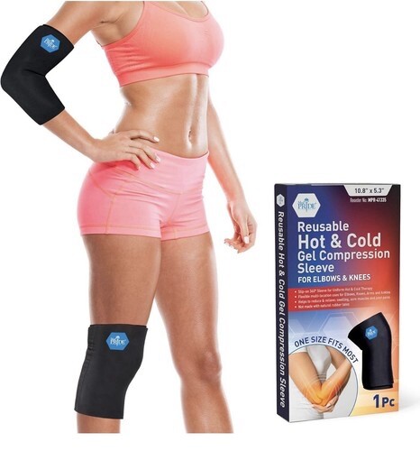 Med Pride Hot & Cold Gel Compression Sleeve for Elbow Knee Arm - New