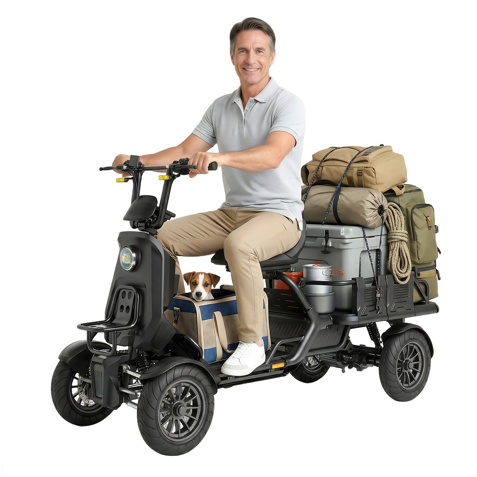 1000W Heavy Duty 4-Wheel Electric Mobility Scooter for Adult with Cargo Platform