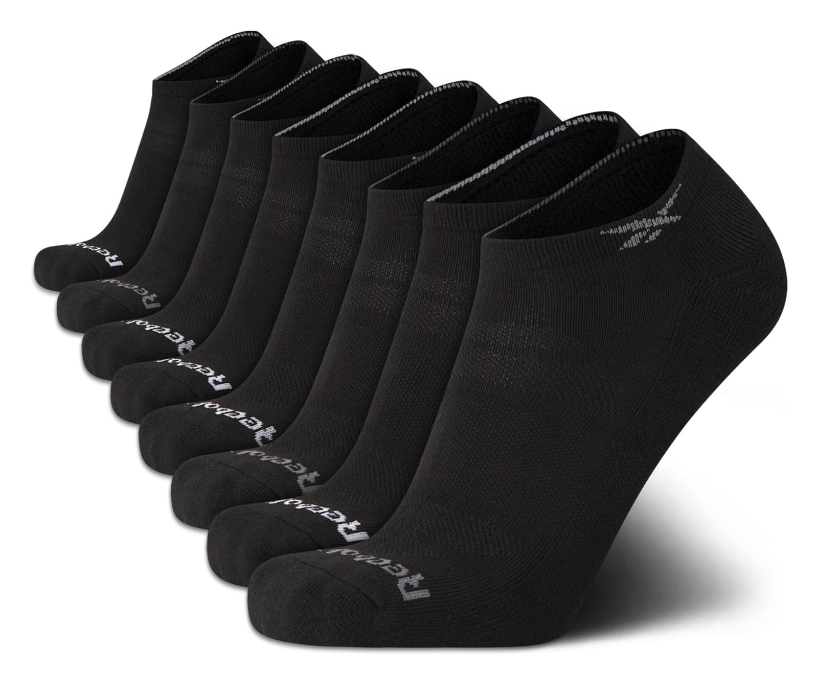 Reebok Mens Low Cut Socks - 8 Pack Stretch Performance Basic No Show - Flat Athl