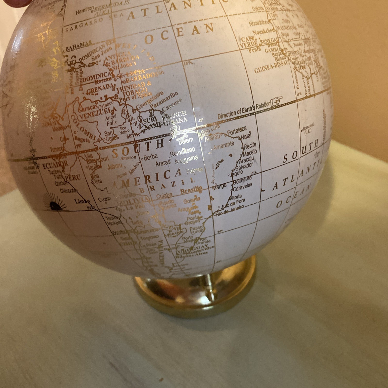 Gold 11” World Globe with Stand