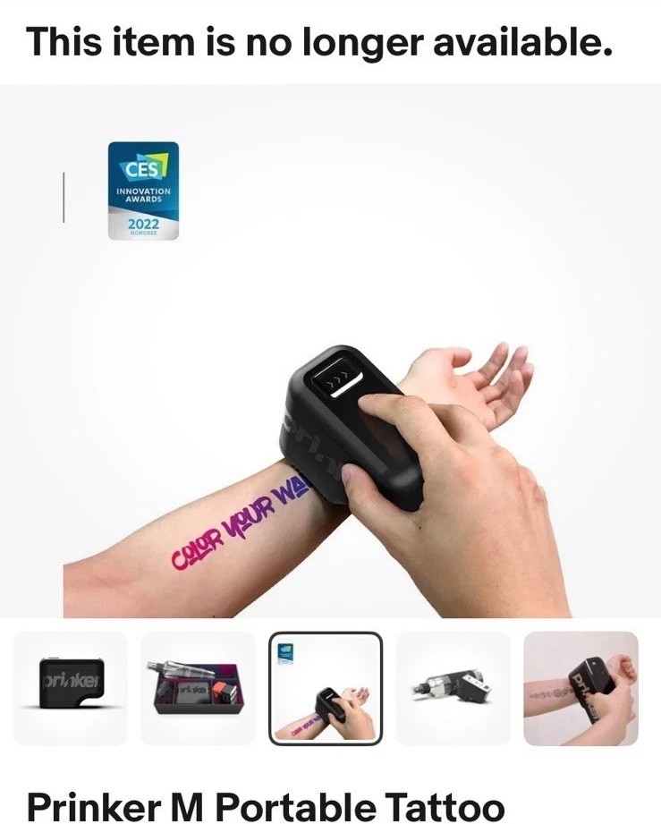 New Prinker M Black 3-D Custom Temporary Tattoo Device Printer Sealed Box