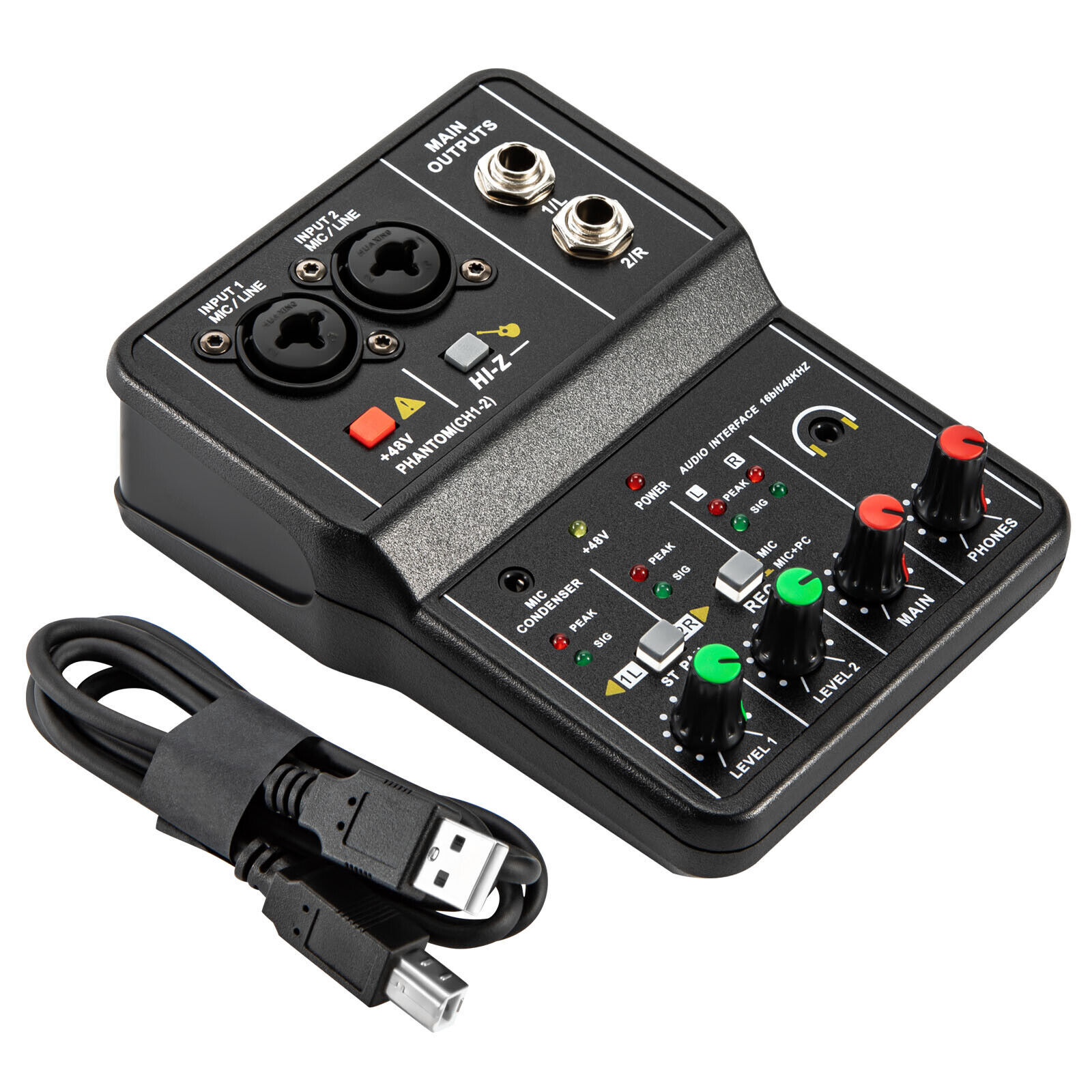2Channel Mini Audio Mixer USB Bluetooth DJ Sound Mixing Console Amplifier Studio