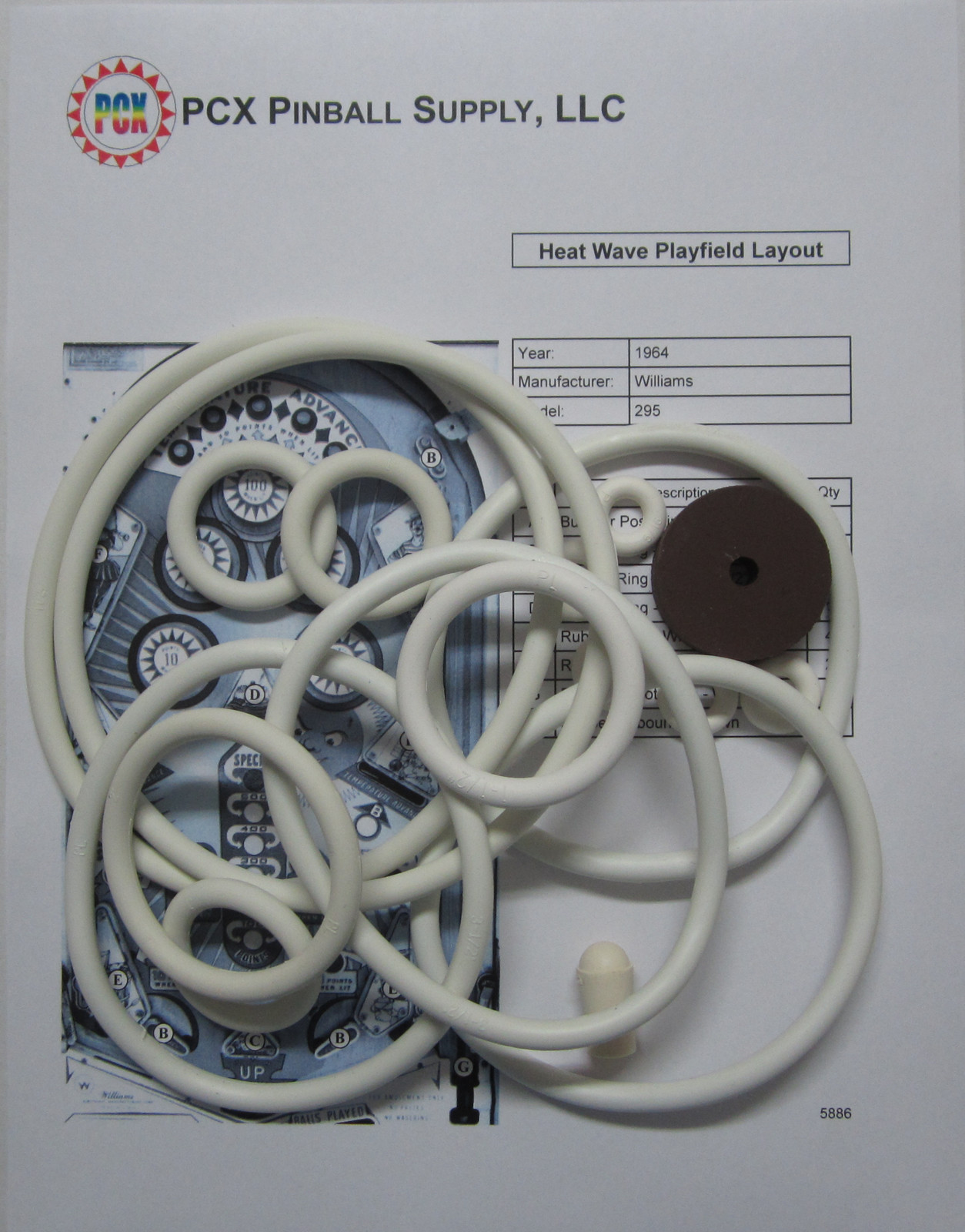 1964 Williams Heat Wave Pinball Machine Rubber Ring Kit