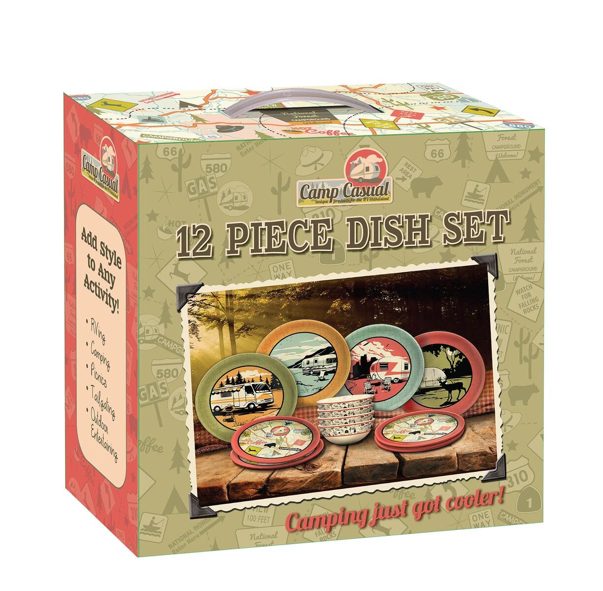 Camp Casual CC-001 12 Piece Dish Set for RVs Camping Outdoor Use