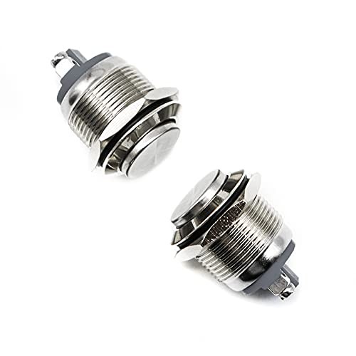 (Pack of 2) 19mm High Round Cap Waterproof Momentary Stainless Steel High Top