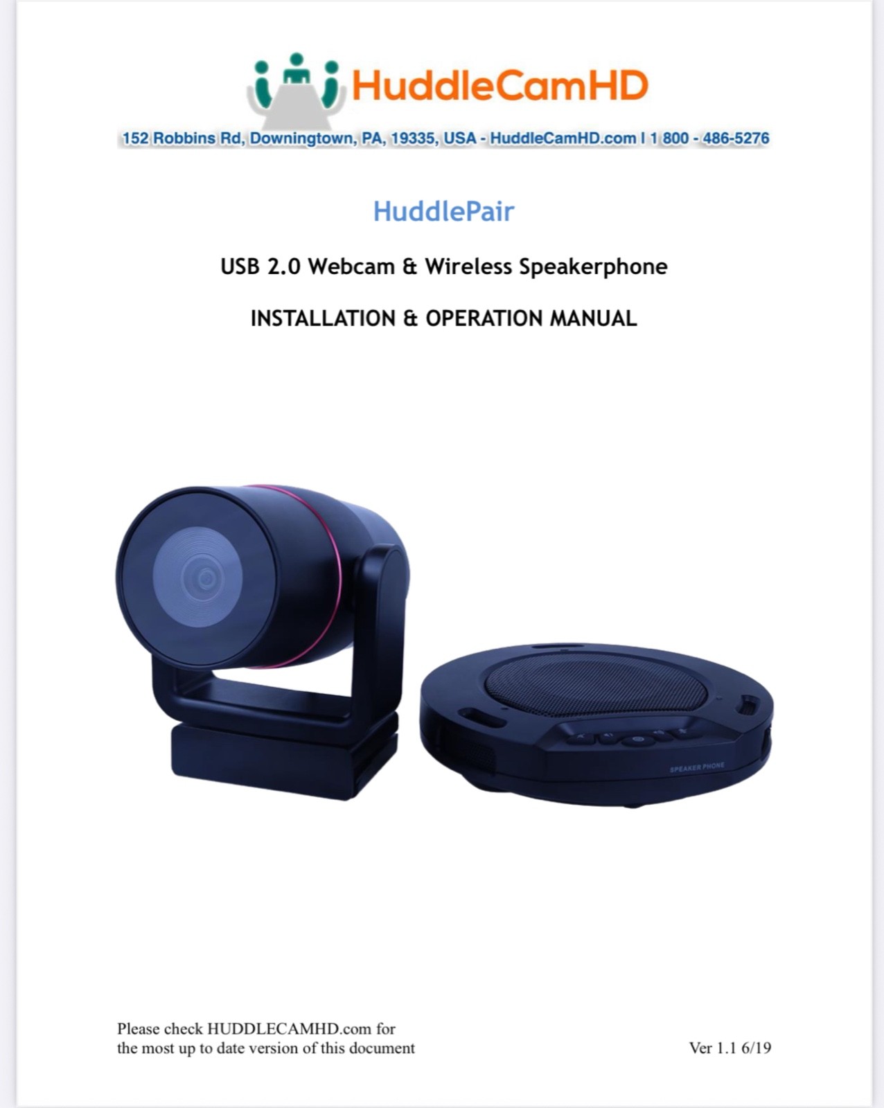 HuddleCamHD HC-HUDDLEPAIR Video Conferencing HD WebCamera+Wireless SpeakerPhone
